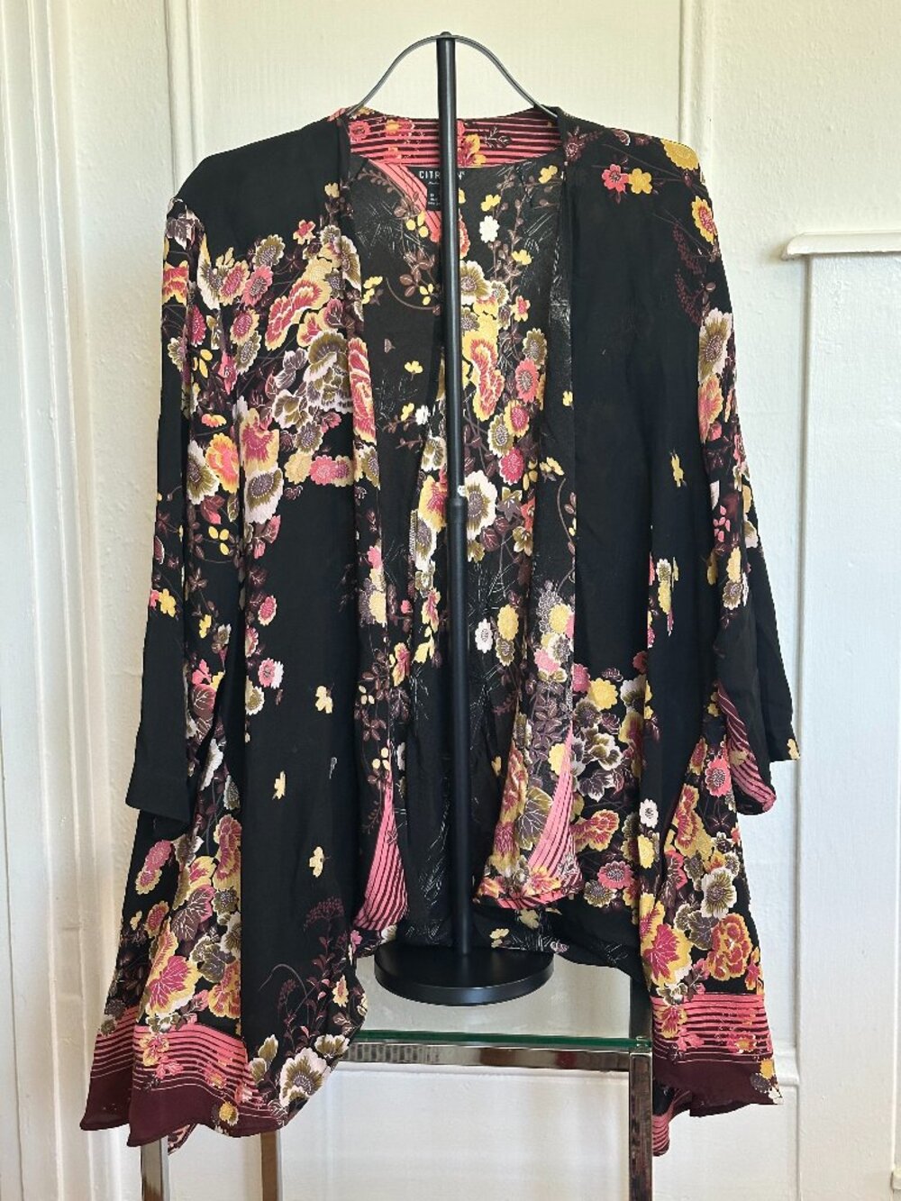 Citron Santa Monica 100% Silk Kimono Jacket / Duster | Floral | Size 3X